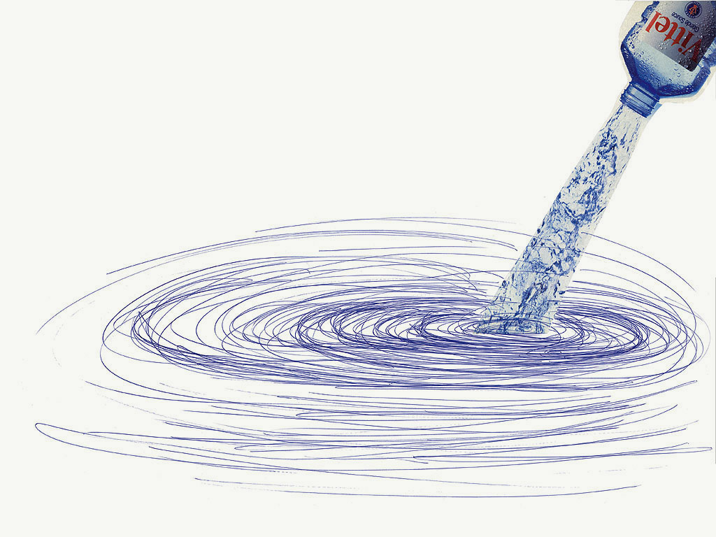 Claude Closky, ‘Untitled (Vittel) ,’ 1996, blue ballpoint pen and collage on paper, 51 x 70 cm. 